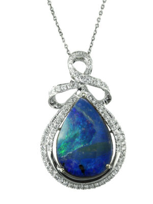 EFFY 18K WHITE GOLD ,BLACK-OPAL PENDANT