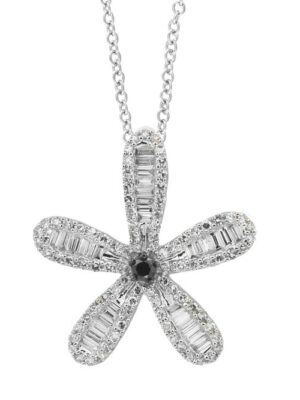EFFY 18K WHITE GOLD BLACK AND WHITE DIAMOND PENDANT