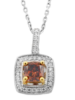 EFFY 18K TWO TONE WHITE AND BROWN DIAMOND PENDANT