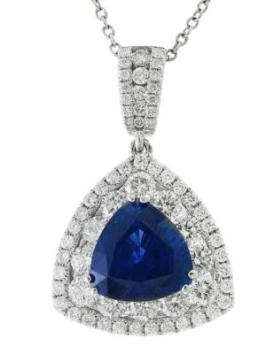 EFFY 18K WHITE GOLD DIAMOND AND SAPPHIRE PENDANT