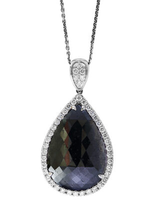 EFFY 14K WHITE GOLDBLACK AND WHITE DIAMOND  PENDANT