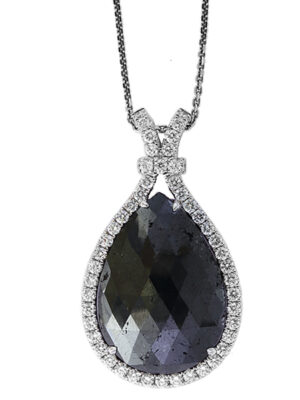 EFFY 14K WHITE GOLD BLACK AND WHITE DIAMOND PENDANT