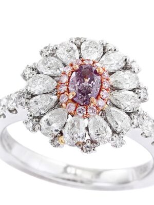 EFFY 18K WHITE/ROSE GOLD ,WHITE AND PINK DIAMOND RING