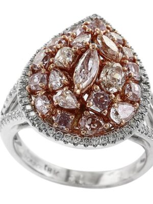 EFFY 18K TWO TONE WHITE AND PINK DIAMOND RING