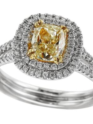 EFFY 18K TWO TONE WHITE AND YELLOW DIAMOND RING