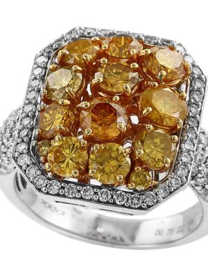 EFFY 18K TWO TONE WHITE AND YELLOW DIAMOND RING