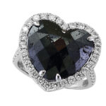 EFFY 14K WHITE GOLD BLACK AND WHITE DIAMOND  RING