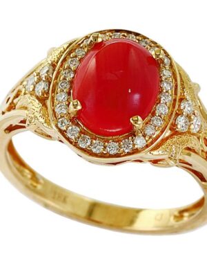EFFY 18K YELLOW GOLD ,CORAL RING