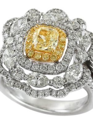 EFFY 18K TWO TONE GOLD WHITE AND YELLOW DIAMOND RING
