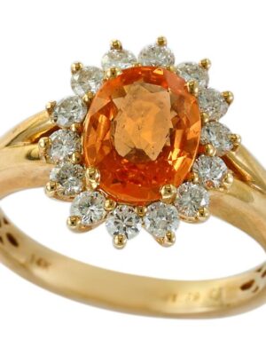 EFFY 14K YELLOW GOLD , DIAMOND AND MANDARIN GARNET RING