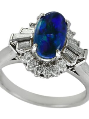EFFY PLATINUM , DIAMOND AND BLACK OPAL RING