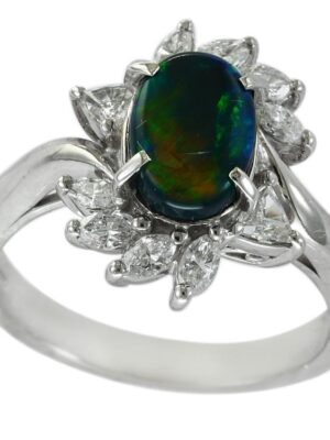 EFFY PLATINUM , DIAMOND AND BLACK OPAL RING