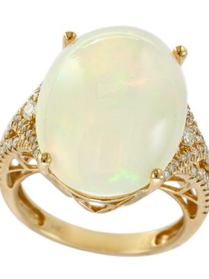 EFFY 14K YELLOW GOLD , DIAMOND AND OPAL RING