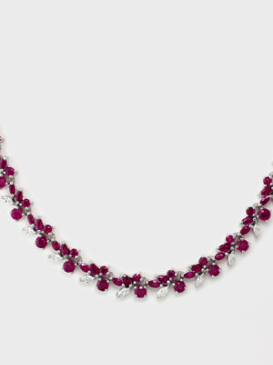 Effy 14K White Gold Diamond,Natural Ruby Necklace