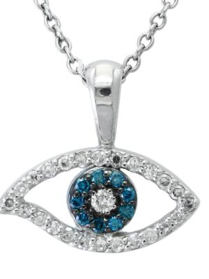 EFFY 14K WHITE GOLD DIAMOND,BLUE DIAMOND, PENDANT