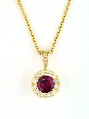 EFFY 14K YELLOW GOLD DIAMOND,NATURAL RUBY PENDANT
