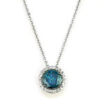 EFFY 14K WHITE GOLD DIAMOND,BLUE DIAMOND, PENDANT