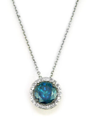 EFFY 14K WHITE GOLD DIAMOND,BLUE DIAMOND, PENDANT