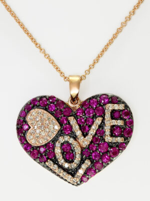 Effy 14K Rose Gold Diamond,Natural Ruby Pendant