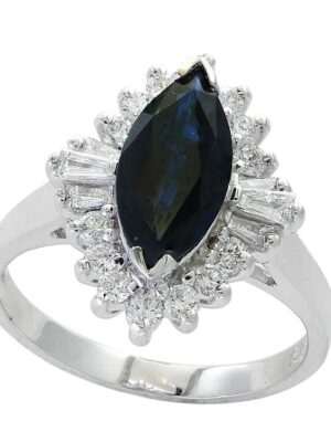 EFFY 14K WHITE GOLD DIAMOND,NATURAL SAPPHIRE RING