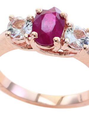 EFFY 14K ROSE GOLD NATURAL RUBY,WHITE SAPPHIRE RING