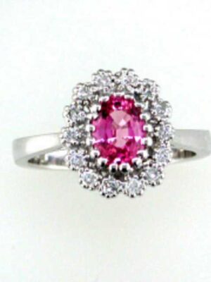 EFFY 14K WHITE GOLD DIAMOND,PINK SAPPHIRE RING