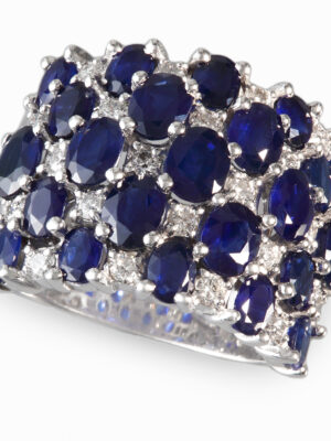 Effy 14K White Gold Diamond,Natural Sapphire Ring