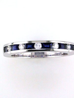 EFFY 14K WHITE GOLD DIAMOND,NATURAL SAPPHIRE RING