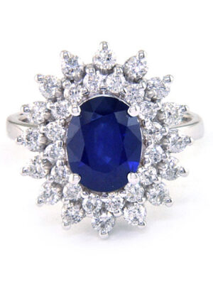 Effy 14K White Gold Diamond,Natural Sapphire Ring