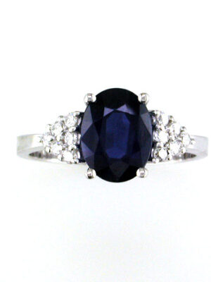 EFFY 14K WHITE GOLD DIAMOND,NATURAL SAPPHIRE RING
