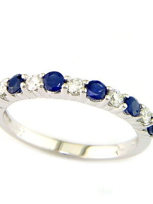 EFFY 14K WHITE GOLD DIAMOND,NATURAL SAPPHIRE RING