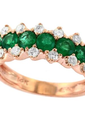 EFFY 14K ROSE GOLD DIAMOND,NATURAL EMERALD RING