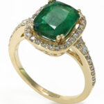 Effy 14K Yellow Gold Diamond,Natural Emerald Ring
