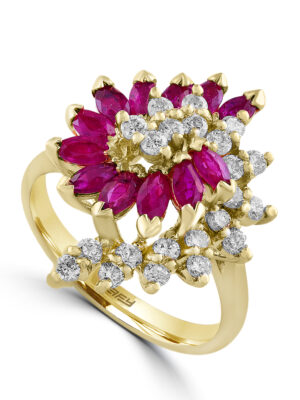 Effy 14K Yellow Gold Diamond,Natural Ruby Ring