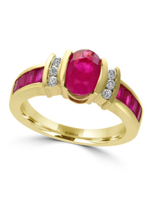 Effy 14K Yellow Gold Diamond,Natural Ruby Ring
