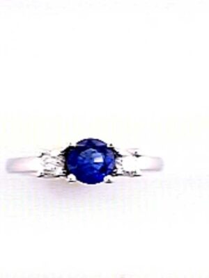 EFFY 14K WHITE GOLD DIAMOND,NATURAL SAPPHIRE RING