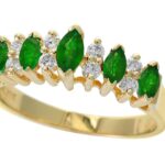 EFFY 14K YELLOW GOLD DIAMOND,NATURAL EMERALD RING