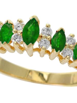 EFFY 14K YELLOW GOLD DIAMOND,NATURAL EMERALD RING