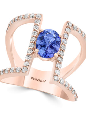 Effy 14K Rose Gold Diamond,Tanzanite Ring