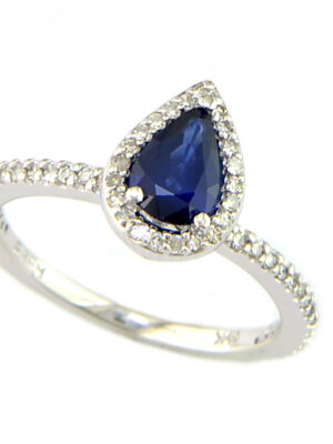 EFFY 14K WHITE GOLD DIAMOND,NATURAL SAPPHIRE RING