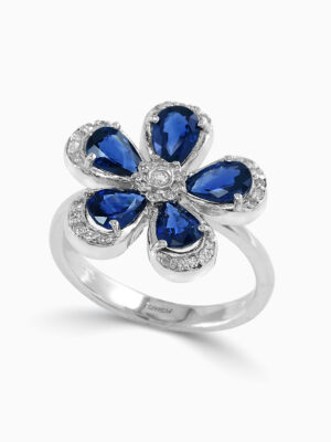 Effy 14K White Gold Diamond,Natural Sapphire Ring