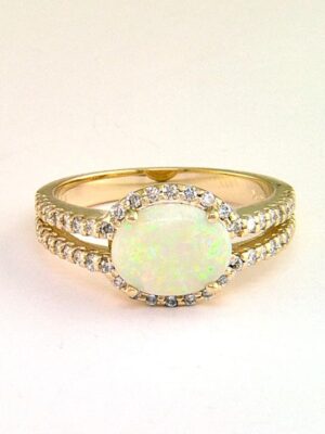 EFFY 14K YELLOW GOLD DIAMOND,OPAL RING