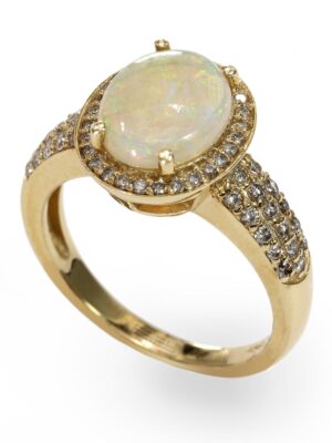 EFFY 14K YELLOW GOLD DIAMOND,OPAL RING