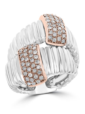 Effy  14K Rose Gold and Silver Diamond Ring