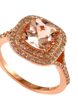 EFFY 14K ROSE GOLD DIAMOND,MORGANITE RING