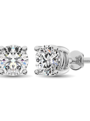 14K White Gold 1/20 Ct.Tw. Premium Diamond Stud Earrings
