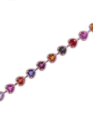 EFFY 14K ROSE GOLD DIAMOND,MULTI-SAPP. BRACELET