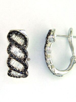 EFFY 14K WHITE GOLD DIAMOND,BLACK DIAMOND, EARRINGS