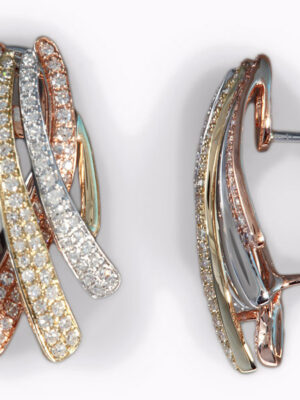 EFFY 14K WHT/YEL/PNK DIAMOND EARRINGS