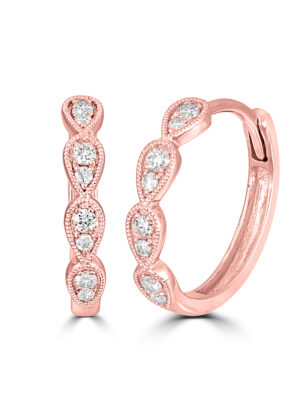 14K Rose Gold 1/10 Ct.Tw. Diamond Stackable Hoop Earrings